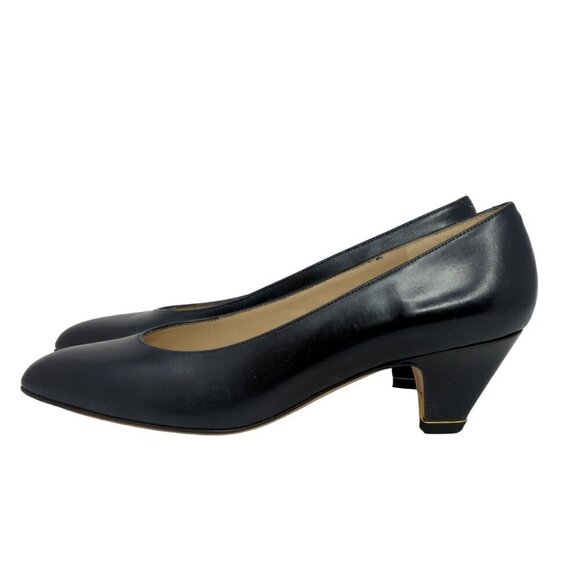 David Evins Vintage Black Leather Heels, Women's 5.5B - Picture 4 of 7